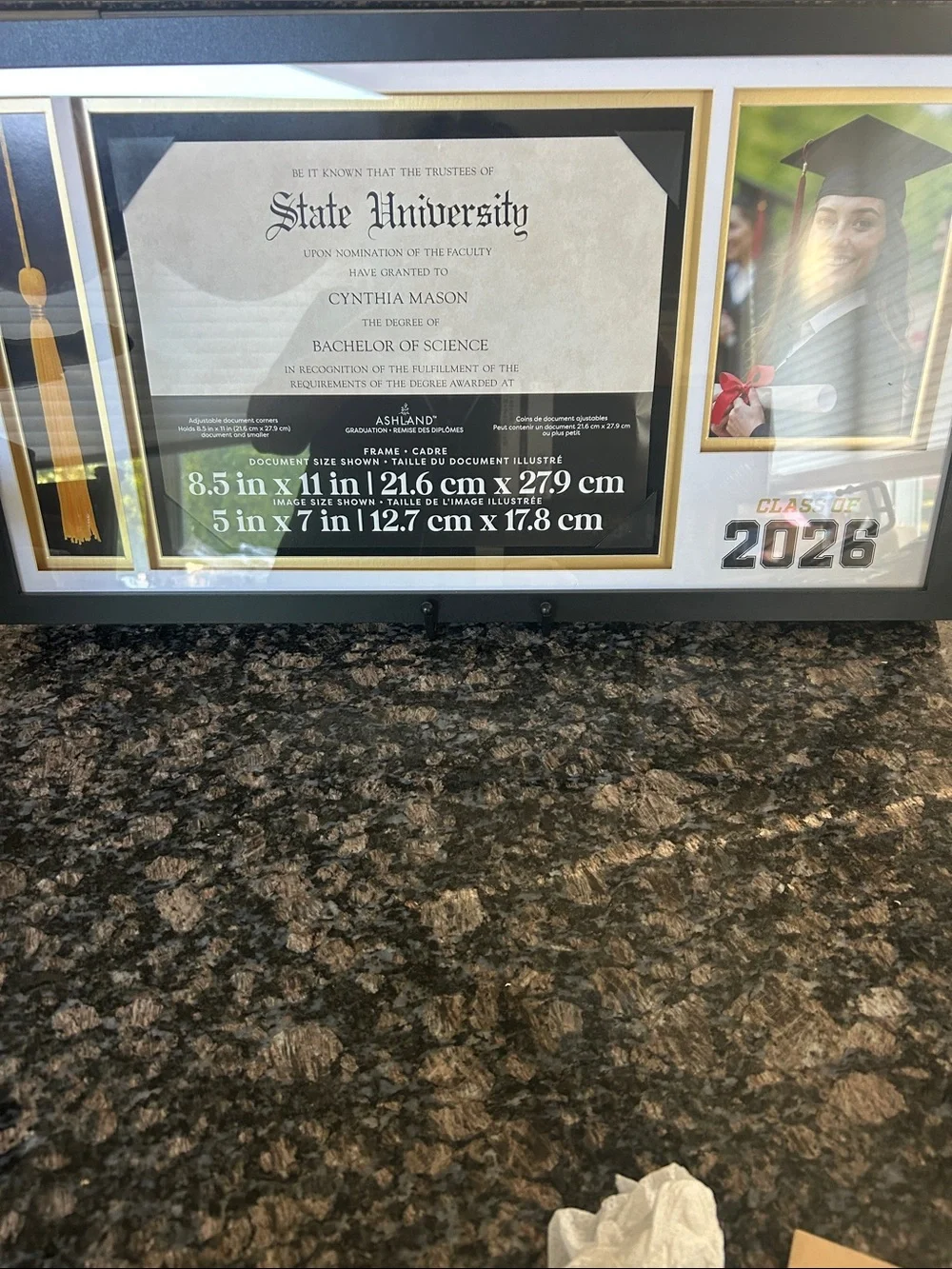 ASHLAND CLASS OF 2026 F DOCUMENT,PHOTO,TASSEK MATTED FRAME OPENING NWT